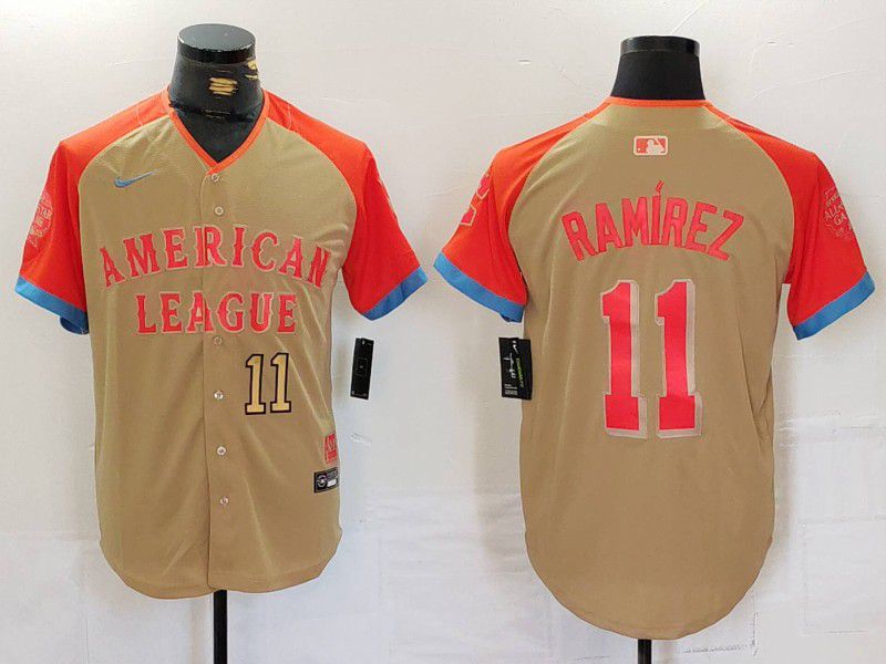 Men Cleveland Indians #11 Ramirez Orange All star 2024 Nike MLB Jersey style 3->cleveland indians->MLB Jersey
